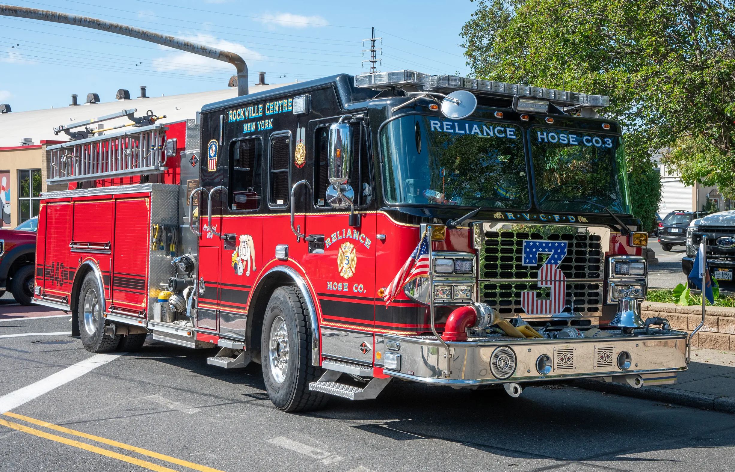 Reliance Hose Company No. 3 fire engine displayed in Rockville Centre.