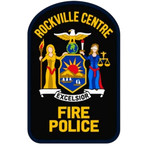 Rockville Centre Fire Department Fire Police patch featuring the New York State coat of arms.